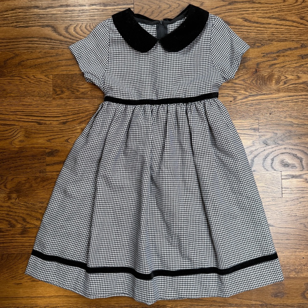 GOODLAD of Philadelphia Classic Houndstooth Kids Dress Velvet Peter Pan Collar 5